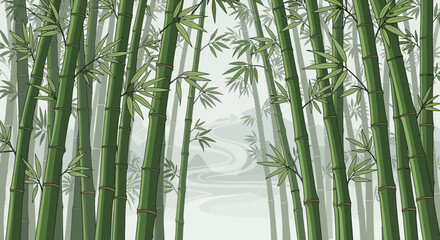 Fototapeta premium Forest Vector Background Collection with Nature Landscapes