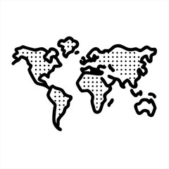 Stylized world map with dotted continents
