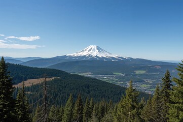 Fototapeta premium View of Mt. Hood from a nearby ski area