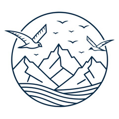 Birds and Mountain Horizon Vector