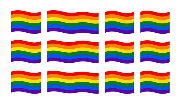Rainbow flags in various positions