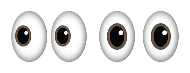 3D Vector Illustration of Cartoon Eyeball in Different Perspectives 