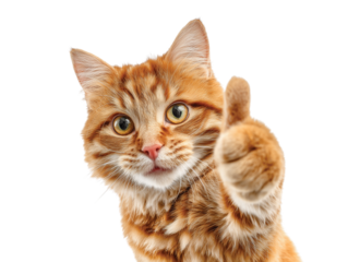 Happy cat Gives Thumbs Up isolated on transparent White background png
