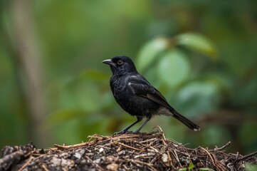Obraz premium Small Finch with a Distinctive Red Beak