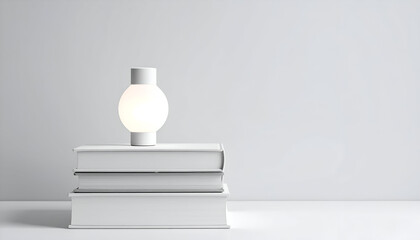 White Table Lamp on Stack of Books Minimalist Home Decor