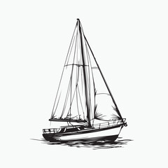 sailing ship on white background