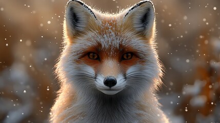 Fototapeta premium A beautiful portrait photo of a majestic red fox in a winter snowfall