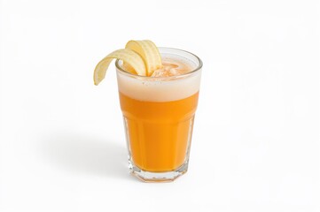 Glass of orange juice isolated on a white backdrop, created with AI technology.