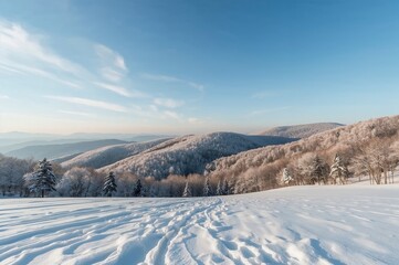 Fototapeta premium Snow-covered landscape in a scenic area