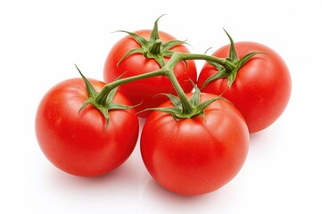 Single tomato vegetables on a plain white backdrop, clipping path included