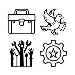 set of vector icons of international labour day