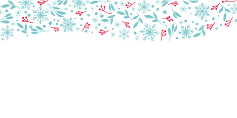 Winter leaves, Winter Berries and snow flakes decoration illustration. Winter holiday and Christmas decoration graphic design. Vector illustration.