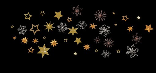 Festive winter background with gold stars and snowflakes. Perfect for holidays, celebrations, and winter themes.