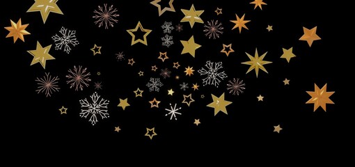 Festive winter background with gold stars and snowflakes. Perfect for holidays, celebrations, and winter themes.