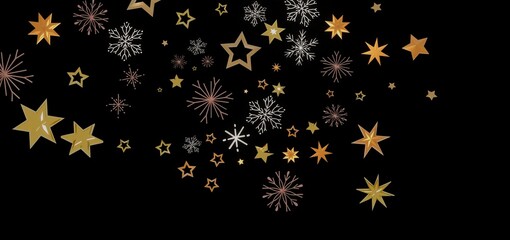 Beautiful background with gold stars and snowflakes. Perfect for Christmas, New Year, and winter holidays.