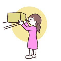 荷物を仕舞う女性のイラスト