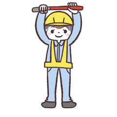 交通誘導する女性のイラスト