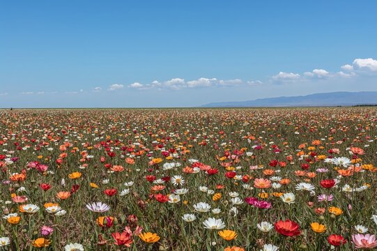 Extensive bloom of wildflowers during the seasonal flowering period