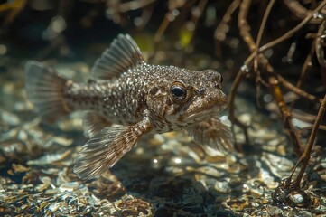 Fototapeta premium Amphibious Fish Species Known as Boleophthalmus Boddarti