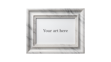 Elegant white marble frame with a simple design isolated on transparent background