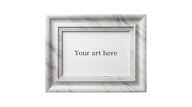 Elegant white marble frame with a simple design isolated on transparent background
