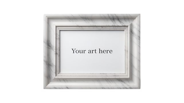 Elegant white marble frame with a simple design isolated on transparent background