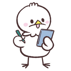 メモを取る白い鳥のイラスト