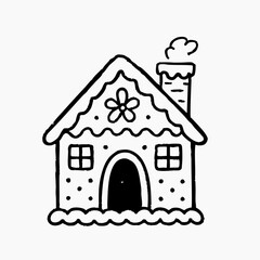 Hand Drawn Christmas Line Art [Gingerbread house