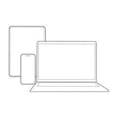Fototapeta premium Multiple Devices line art vector design. Multiple Devices outline illustration design.