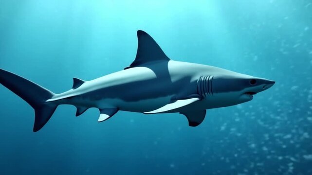 CGI oceanic whitetip shark in open ocean