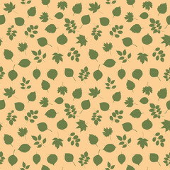 Eco Botanical Seamless Vector Pattern with Leaves