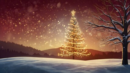 christmas tree in the snow