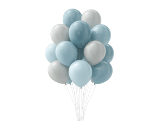 Grey blue balloons isolated on transparent White background png