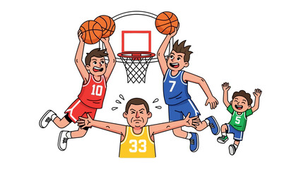 Basketball Dream Team: Illustration of basketball players. Capturing the spirit of teamwork and action in the sport