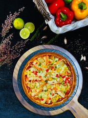 Crab stick cheese pizza with melted mozzarella, savory and delicious.