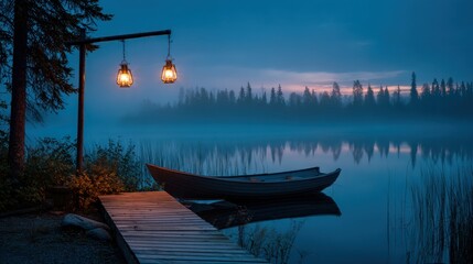 Fototapeta premium Peaceful lake scene at twilight