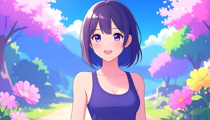 Anime girl in spring