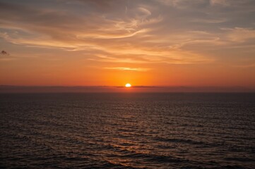 Sunset Over the Ocean Horizon