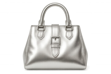Naklejka premium Stylish silver handbag isolated on transparent background, perfect for fashion and accessory projects