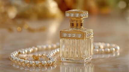 Luxurious Perfume Bottle with Pearls