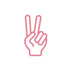 Obraz premium Outline of a pink hand making a peace sign