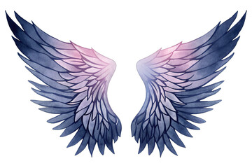 Obraz premium Beautiful watercolor texture of angel wings concept. A beautiful watercolor illustration of angel wings.