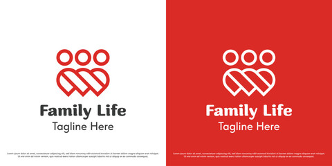 Family logo design vector illustration. Silhouette of people gathered. Simple minimal icon symbol of bonding.
