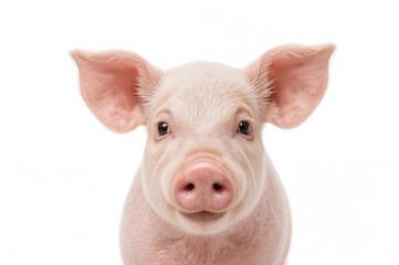 Small pink piglet on a white background