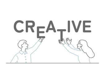 クリエイティブを表現する人物のイラスト