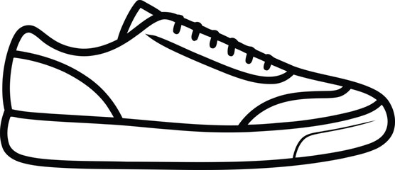 Simple line drawing of a classic sneaker shoe