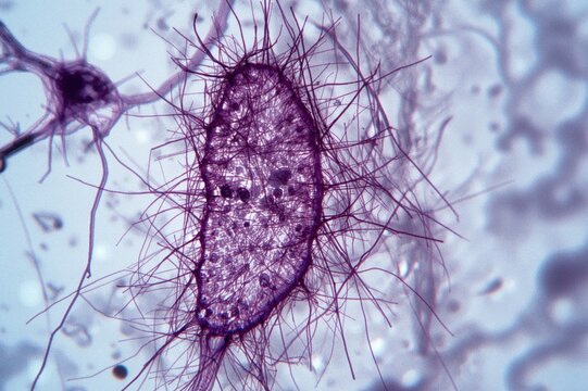 Light microscope examination of Microbacterium Tuberculosis (MTB) in AFB stained sputum smear