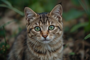 Cat with emerald eyes staring