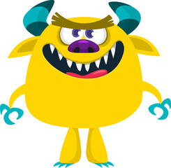 Cartoon funny monster character design with funny face expression. Halloween vector illustration 