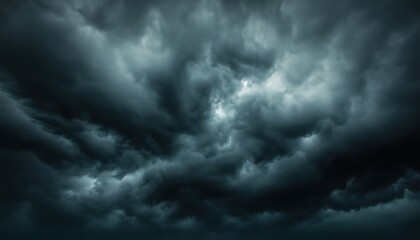 Effects Of Changing Weather Patterns On Nature: Dark Storm Clouds And Overcast Sky With Abstract Landscape, Heavy Rain, And Increased Co2 Levels.